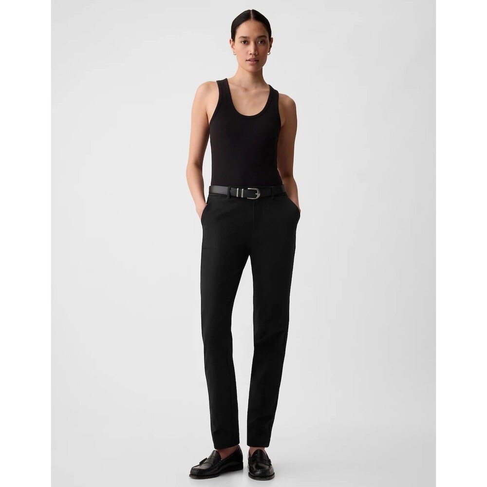 New Gap Mid-Rise Cotton Bi-Stretch Slim Black Ankle Pants Size 10 Tall NWT Work‎